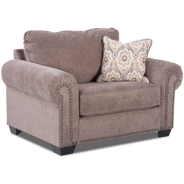 Ashley emelen chenille oversized accent store chair with ottoman in alloy