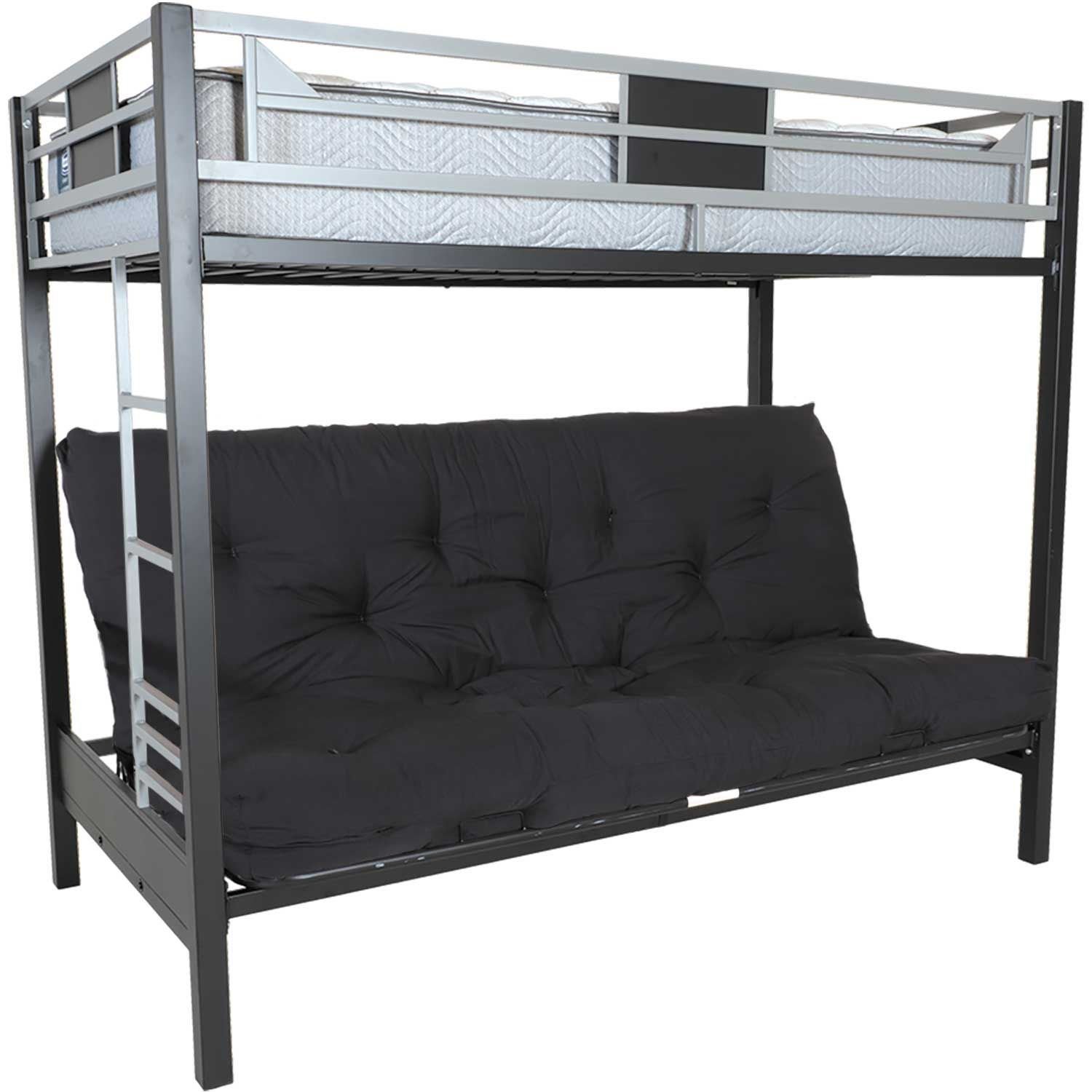 Twin Futon Bunk Bed in Metal with Futon Pad