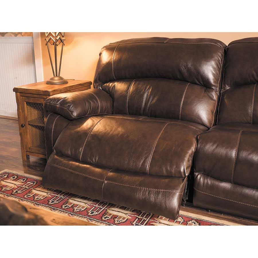 Ashley Damacio Leather Power Reclining Sofa In Dark Brown | Cabinets ...