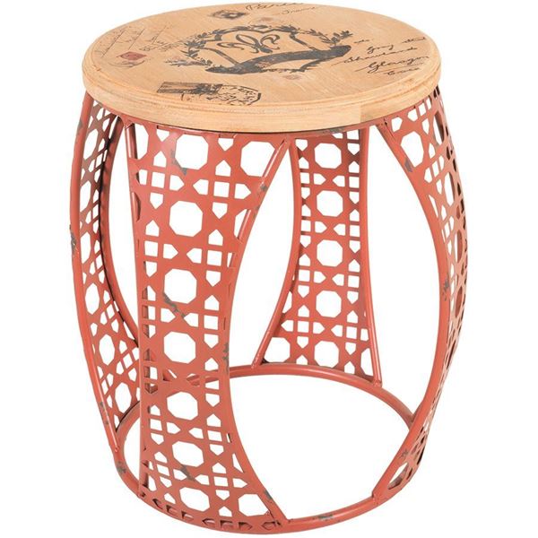 red metal accent table