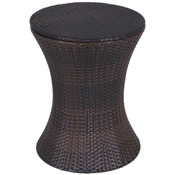 black rattan ice bucket table