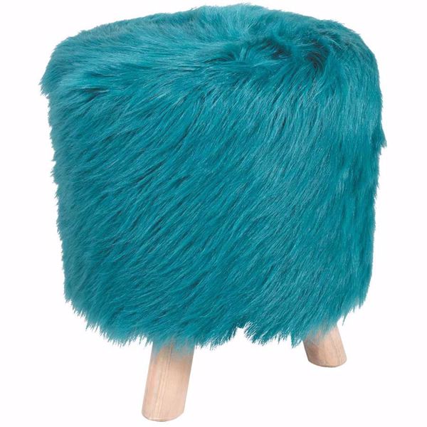 teal faux fur stool