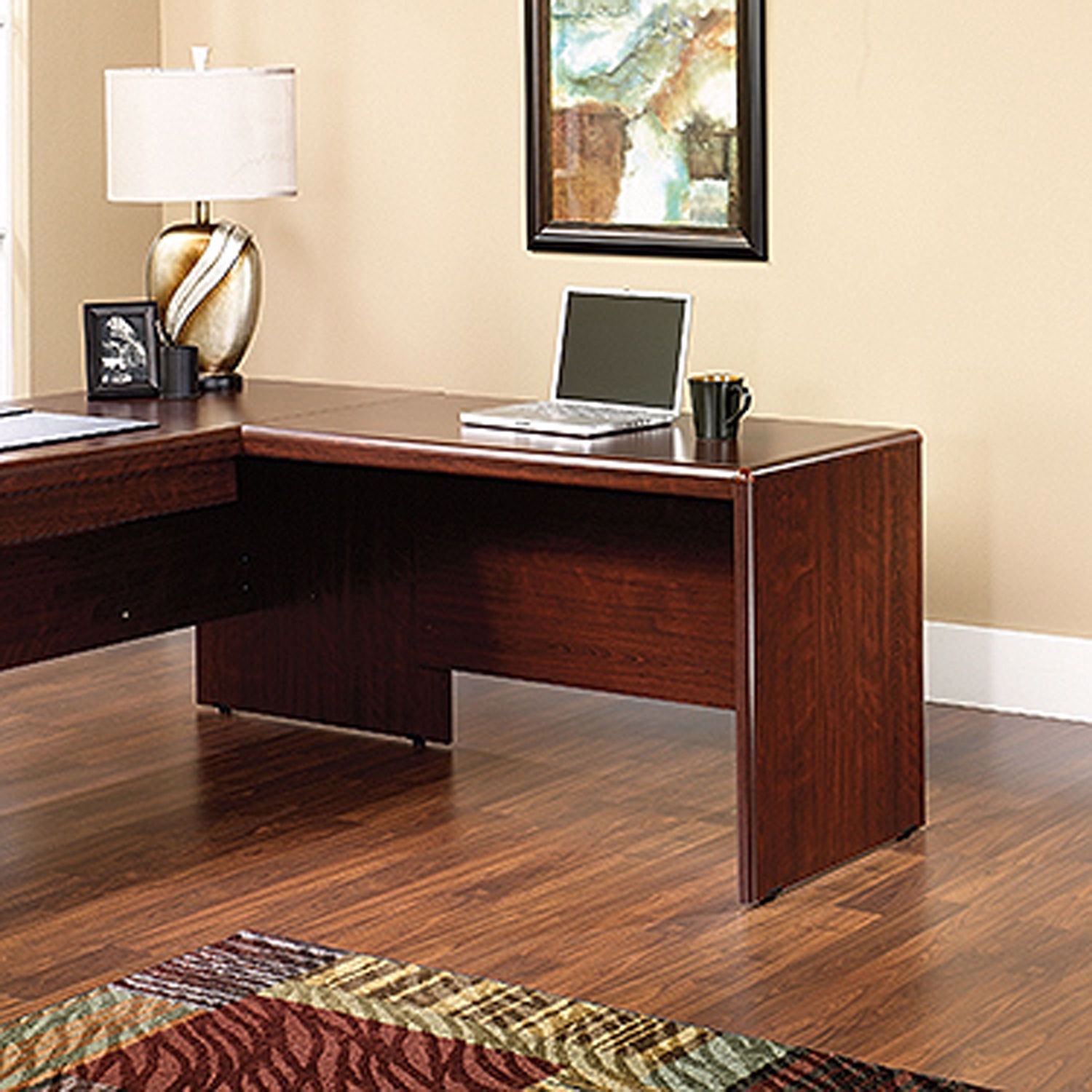 Sauder Beginnings Corner Wood Computer Desk in Cinnamon Cherry