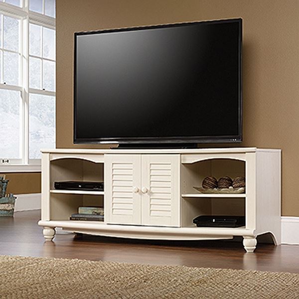 Harbor View Entertainment Credenza Antiqued White 403679 Sauder