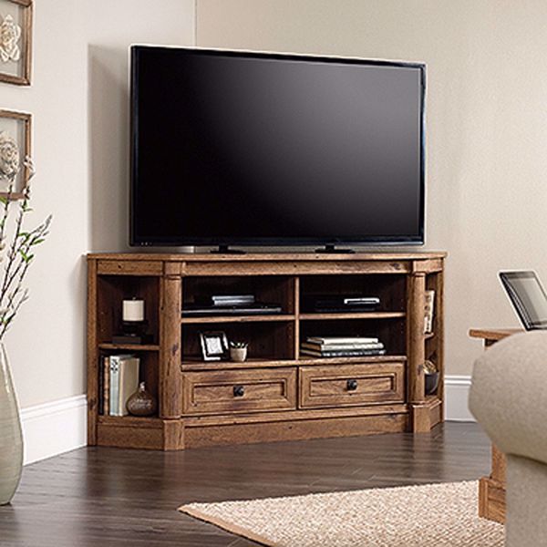 Palladia Corner Entertain Credenza Vintage Oak D 420714 Sauder