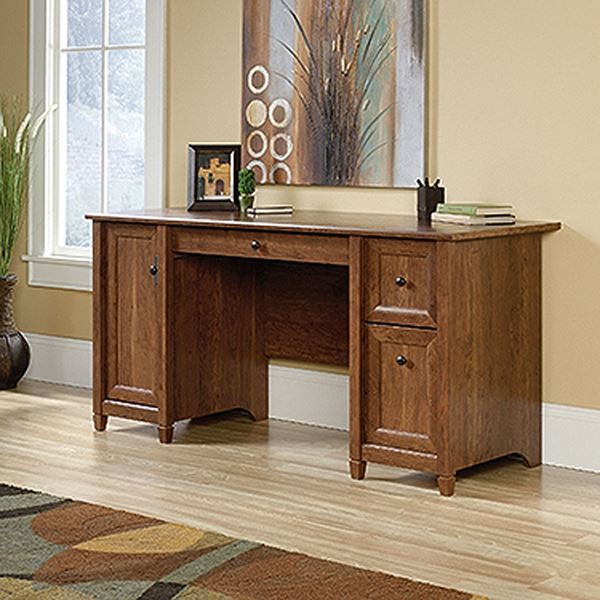 Sauder edge water executive store desk auburn cherry