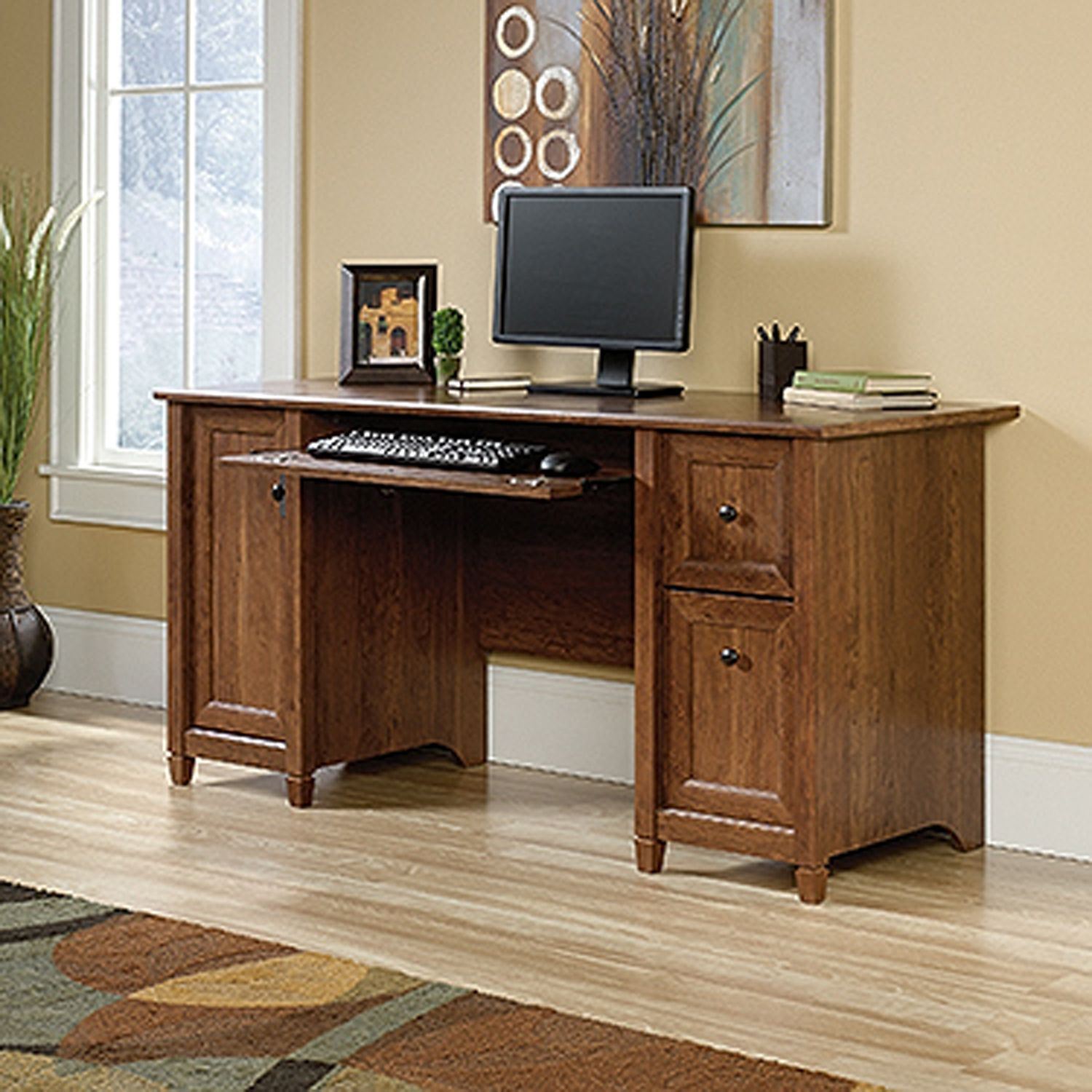 Edge Water Computer Desk Auburn Cherry D 419395 Sauder