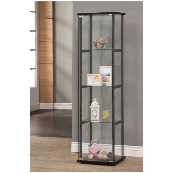 Black 4 Shelves Curio Cabinet 950171 Coaster Company Afw Com