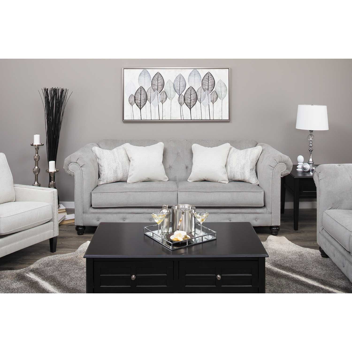 Tiarella Silver Tufted Sofa - Ashley Furniture | AFW.com