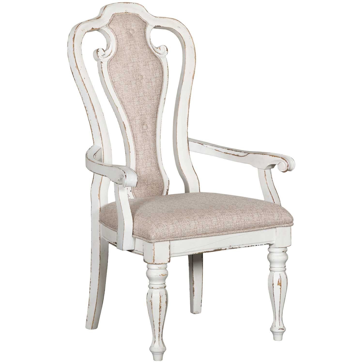 Clarendon Tufted Upholstered King Louis Back Arm Chair in Cream 3D model