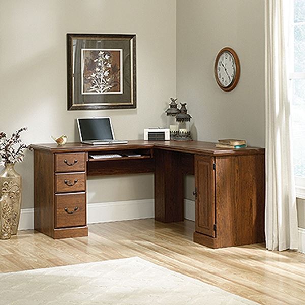 Sauder orchard hills computer desk shop with hutch in milled cherry