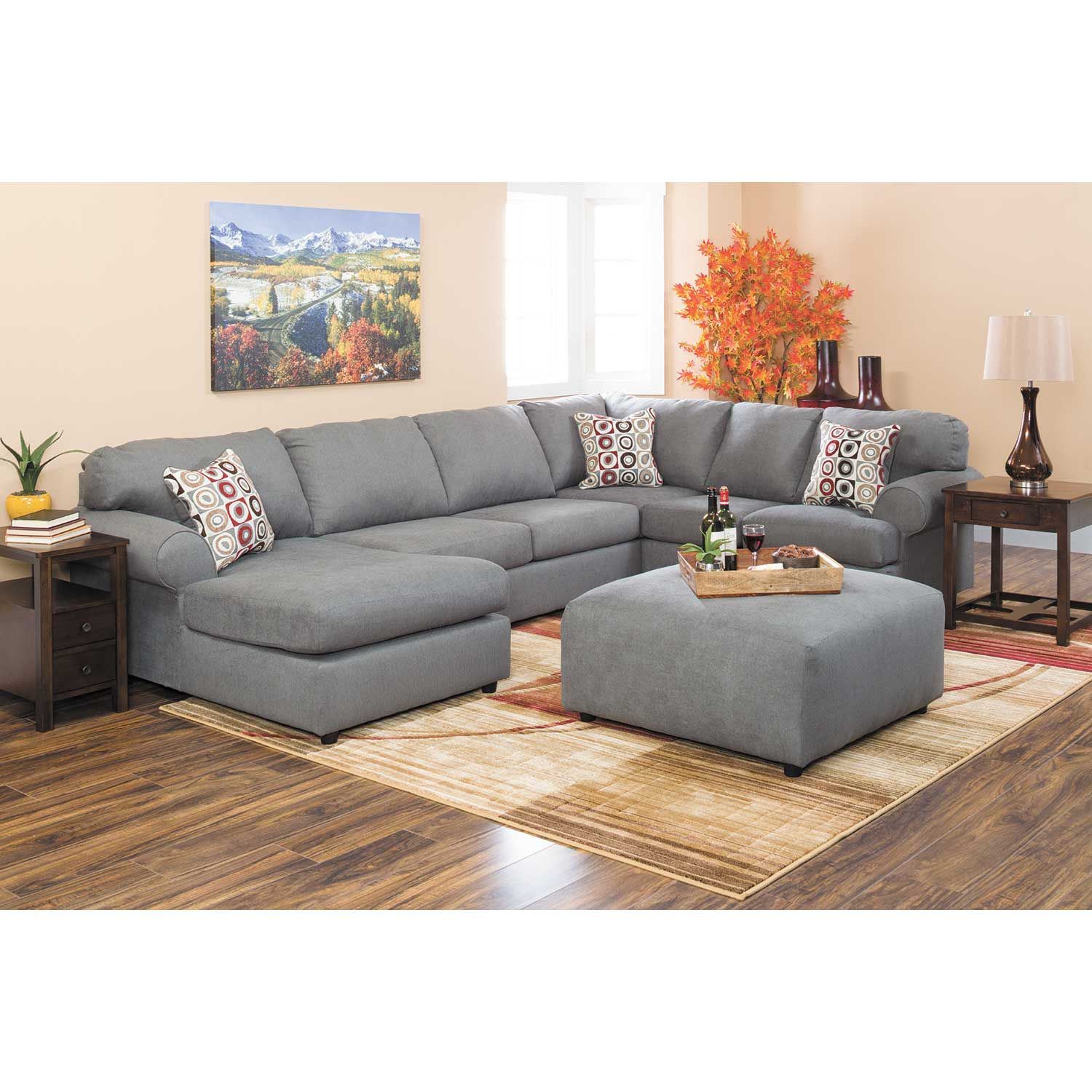 Jayceon 3 piece steel sectional outlet with laf chaise