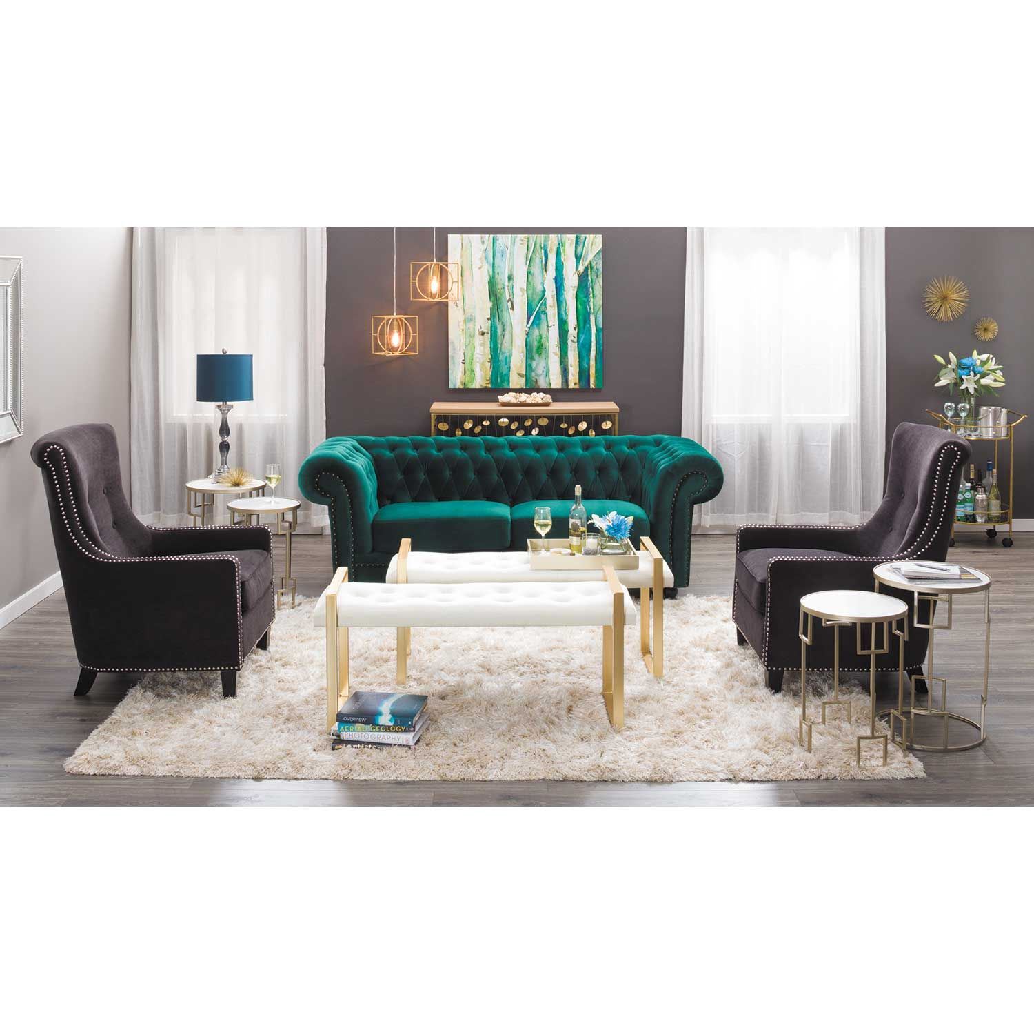 Crawford Tufted Sofa, Emerald Green – Astar Furniture