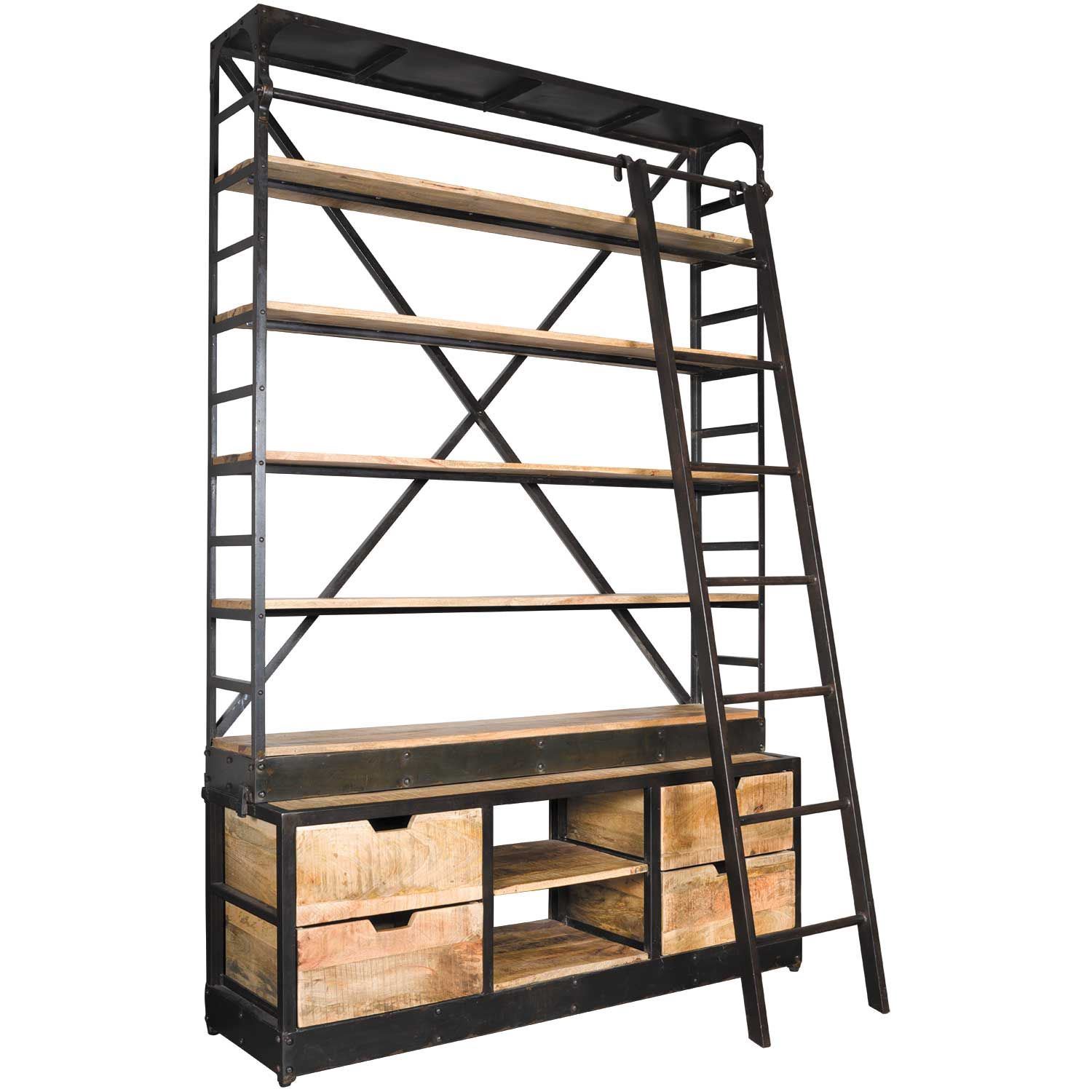 library bookcase with ladder