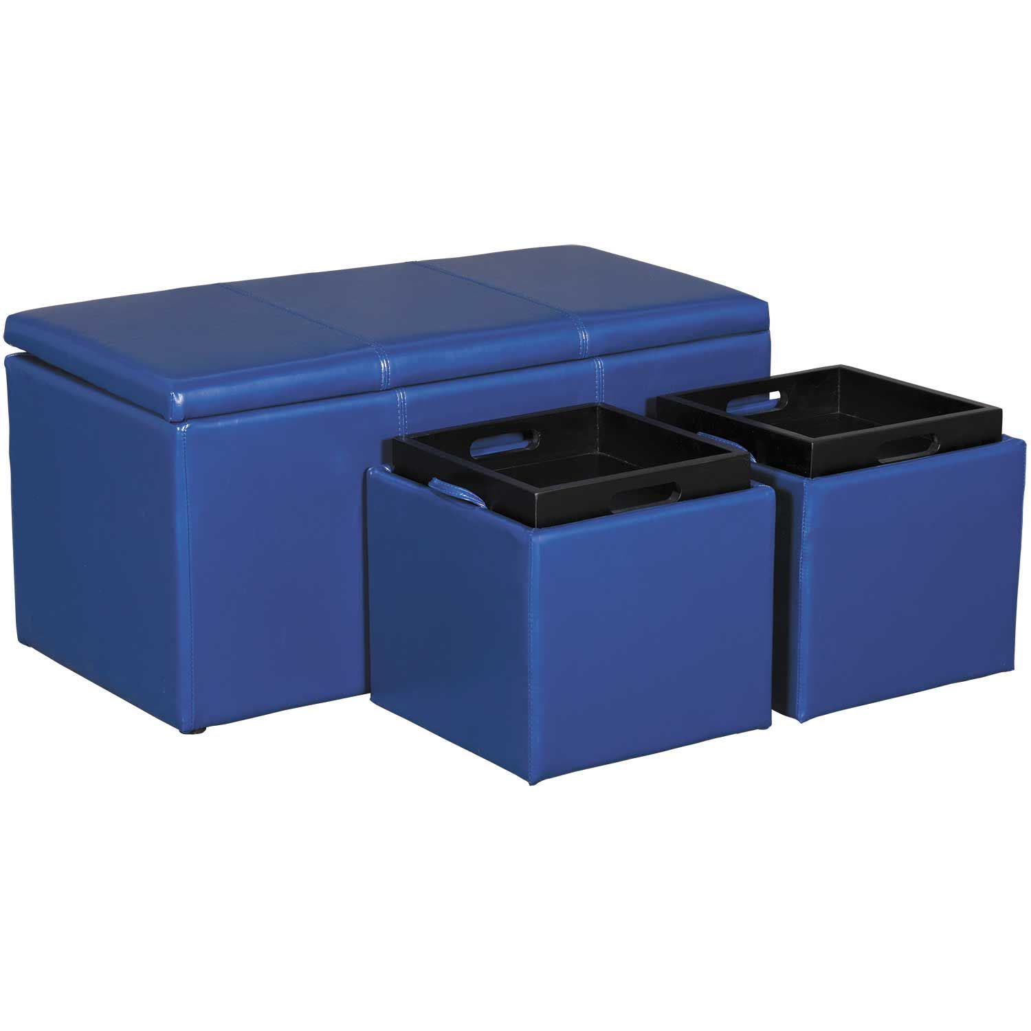 blue ottoman with tray