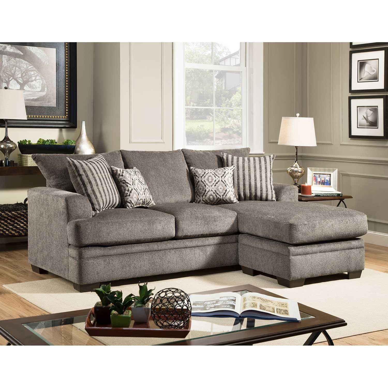 Cornell pewter store sofa with chaise