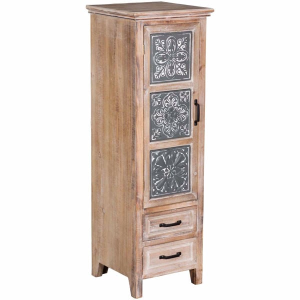 Angel Sar White Rustic Storage Cabinet with 2-Drawers and 4