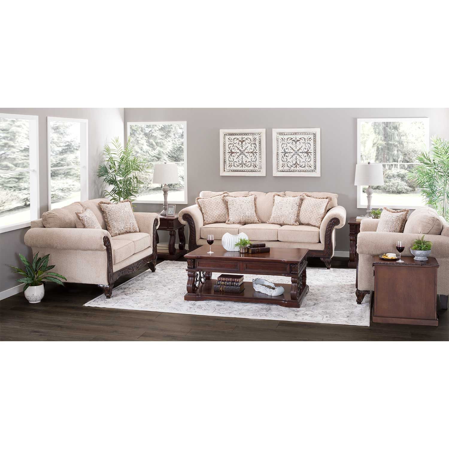 Affordable Furniture EMMA TRADITIONAL SOFA W/WOOD TRIM