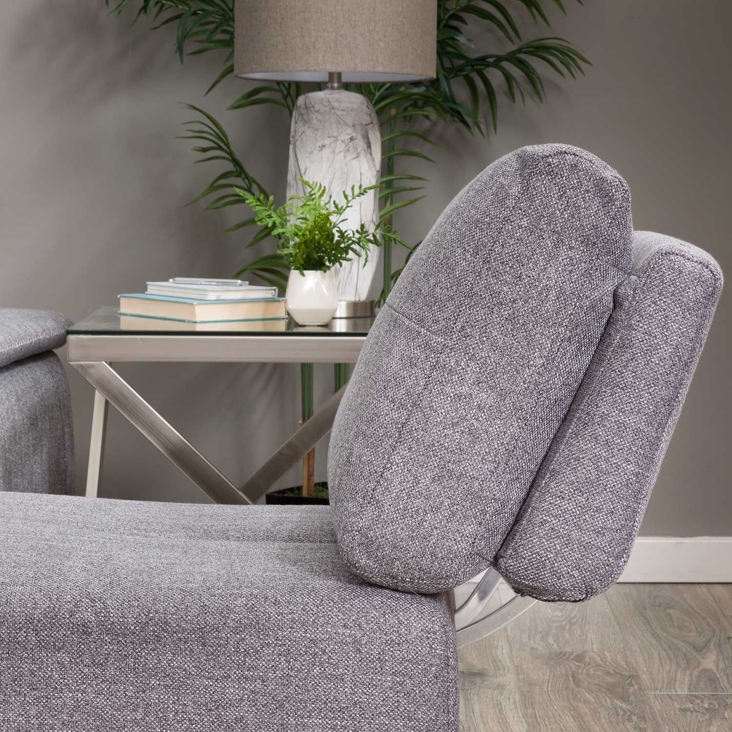 Grey store armless chair