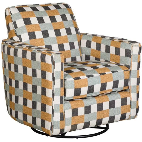 Kyra Plaid Swivel Glider Fusion Furniture AFW