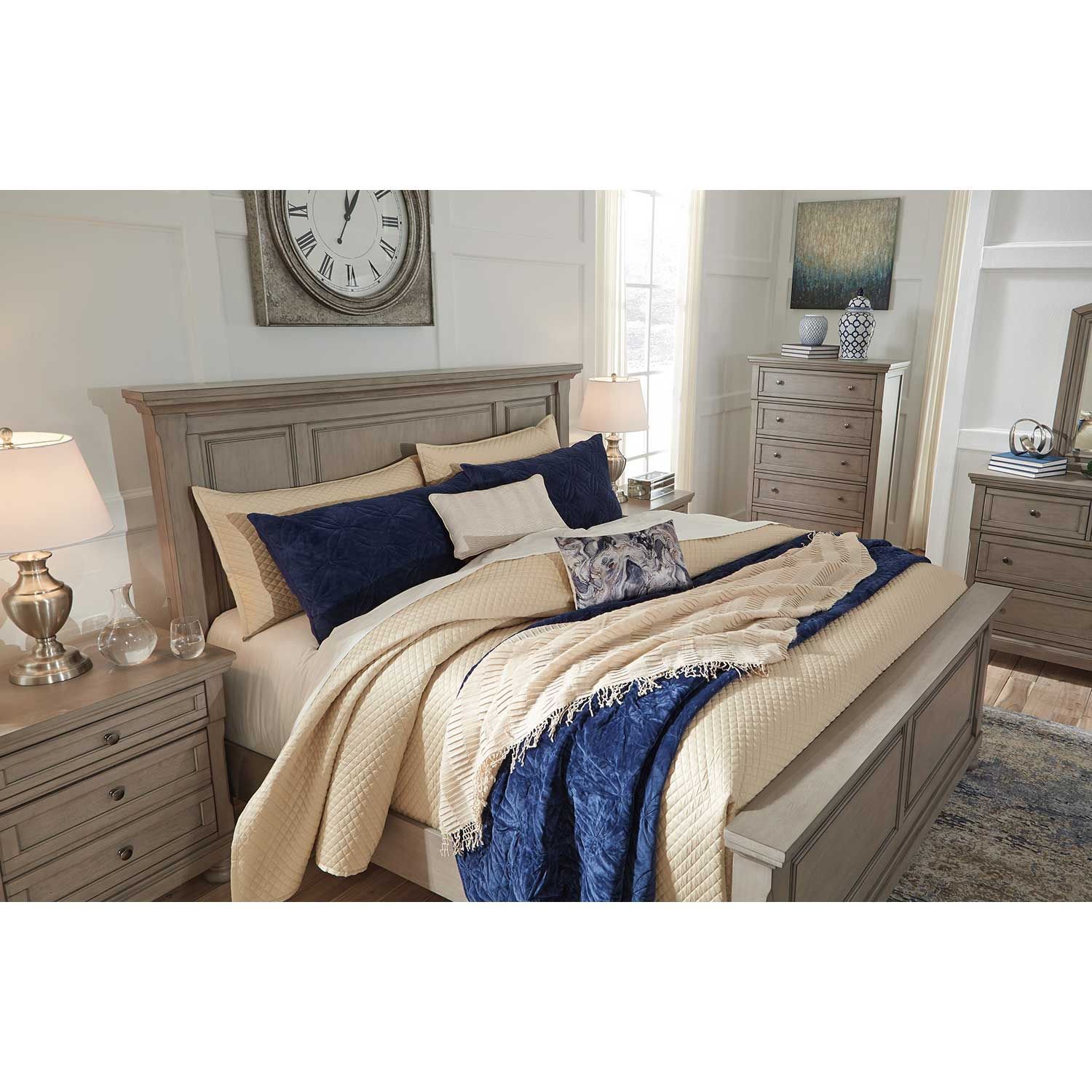 Lettner light gray panel deals bedroom set