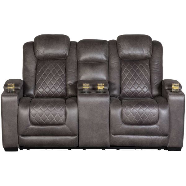 hyllmont dual power reclining loveseat with console