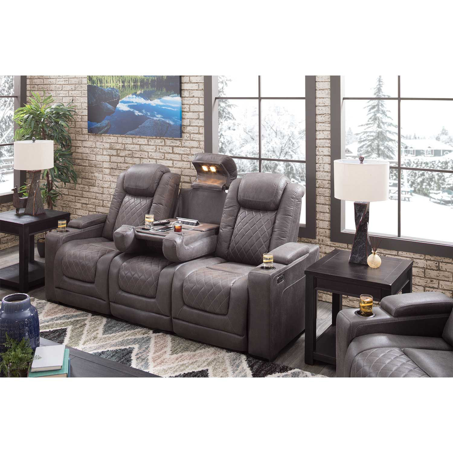 hyllmont power reclining loveseat with console