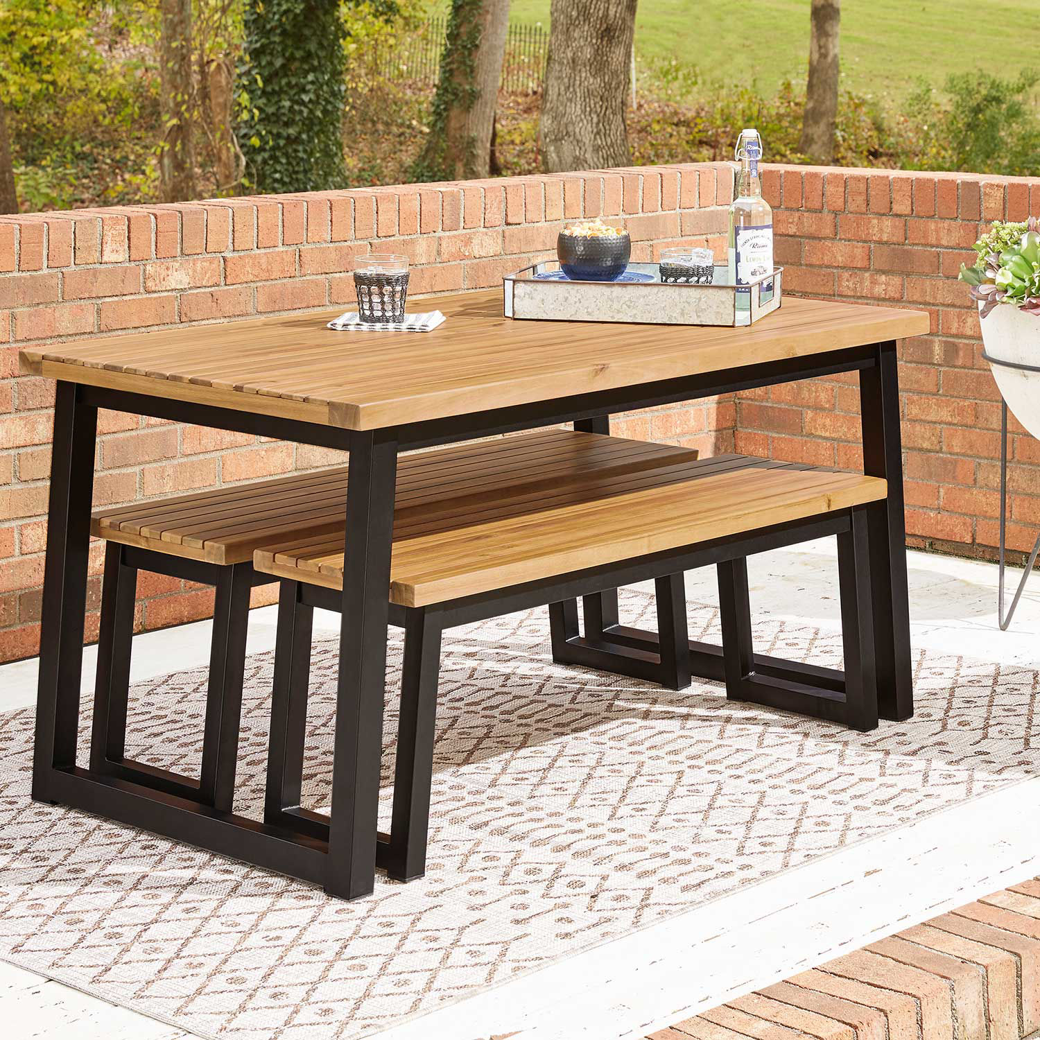 Bolitzo table discount & bench set