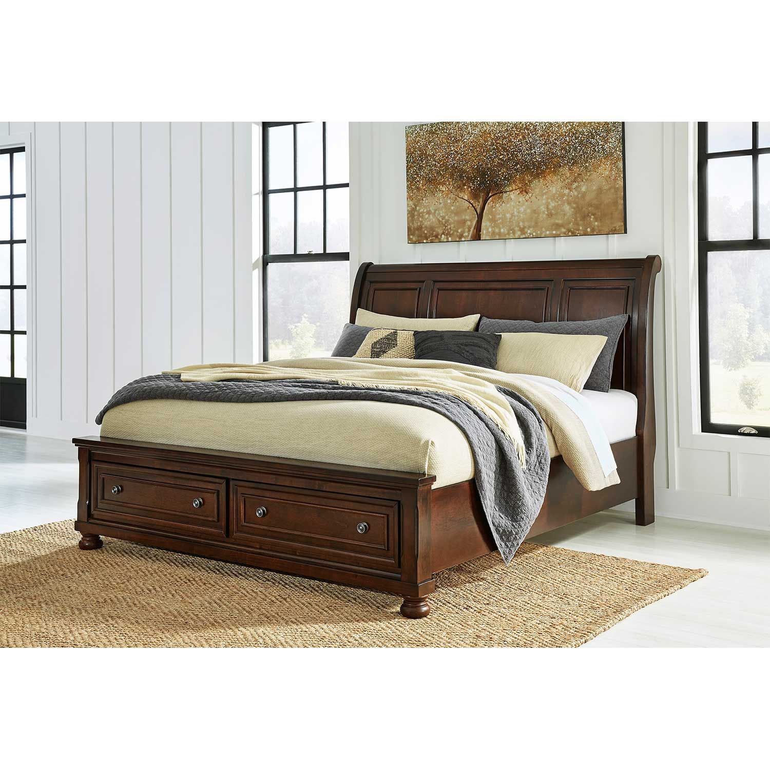 ashley sleigh bed with drawers