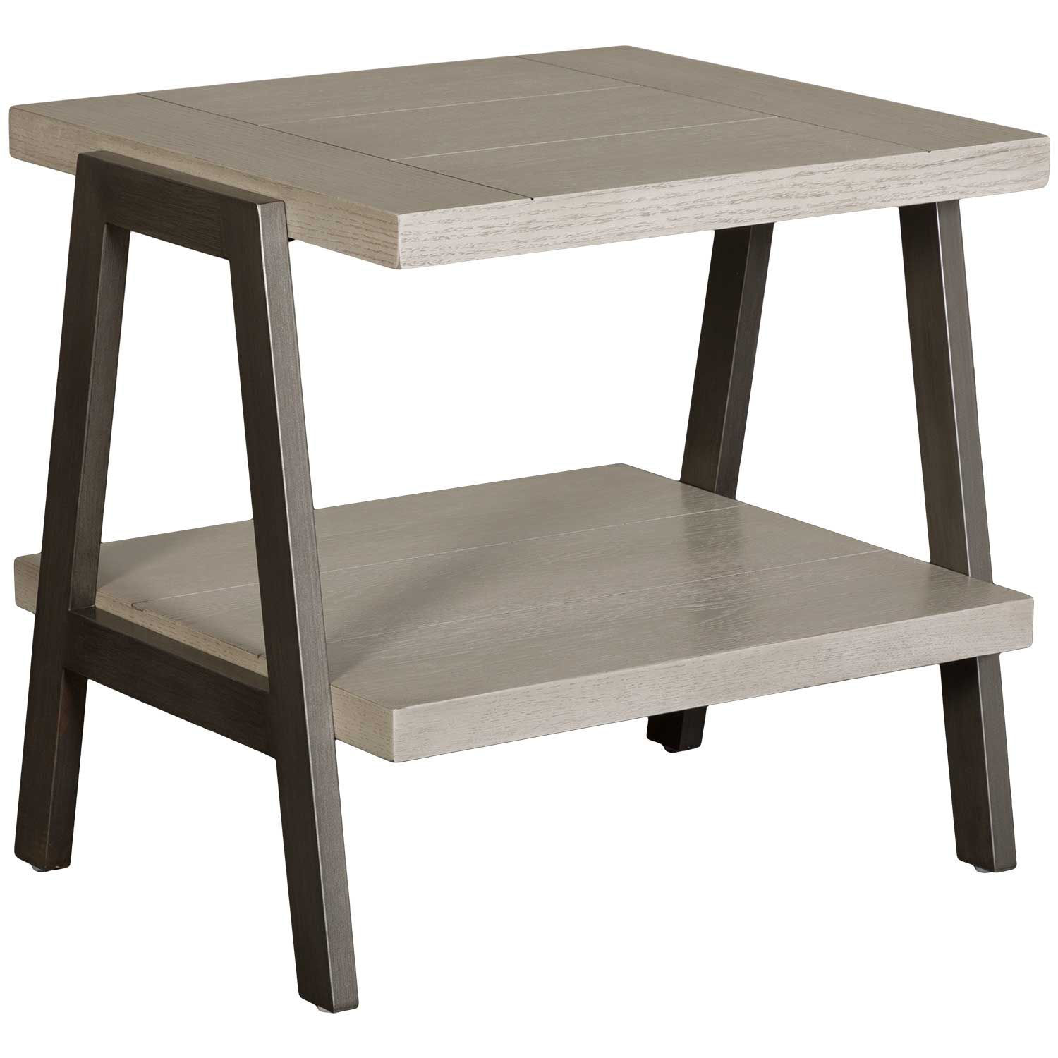 Mainstays Farmhouse Square Side Table with Storage, Rustic Weathered Oak