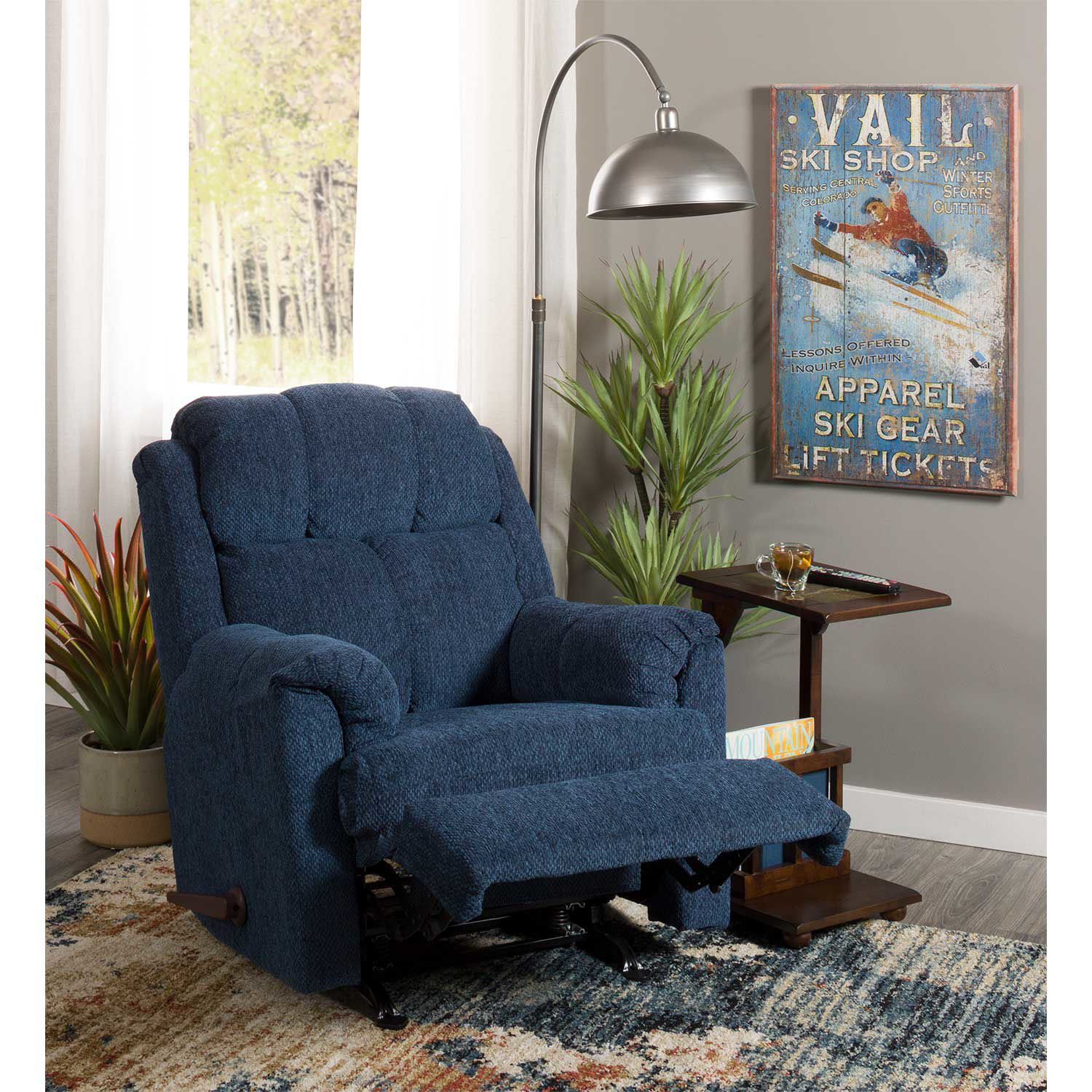 blue rocker recliner chair