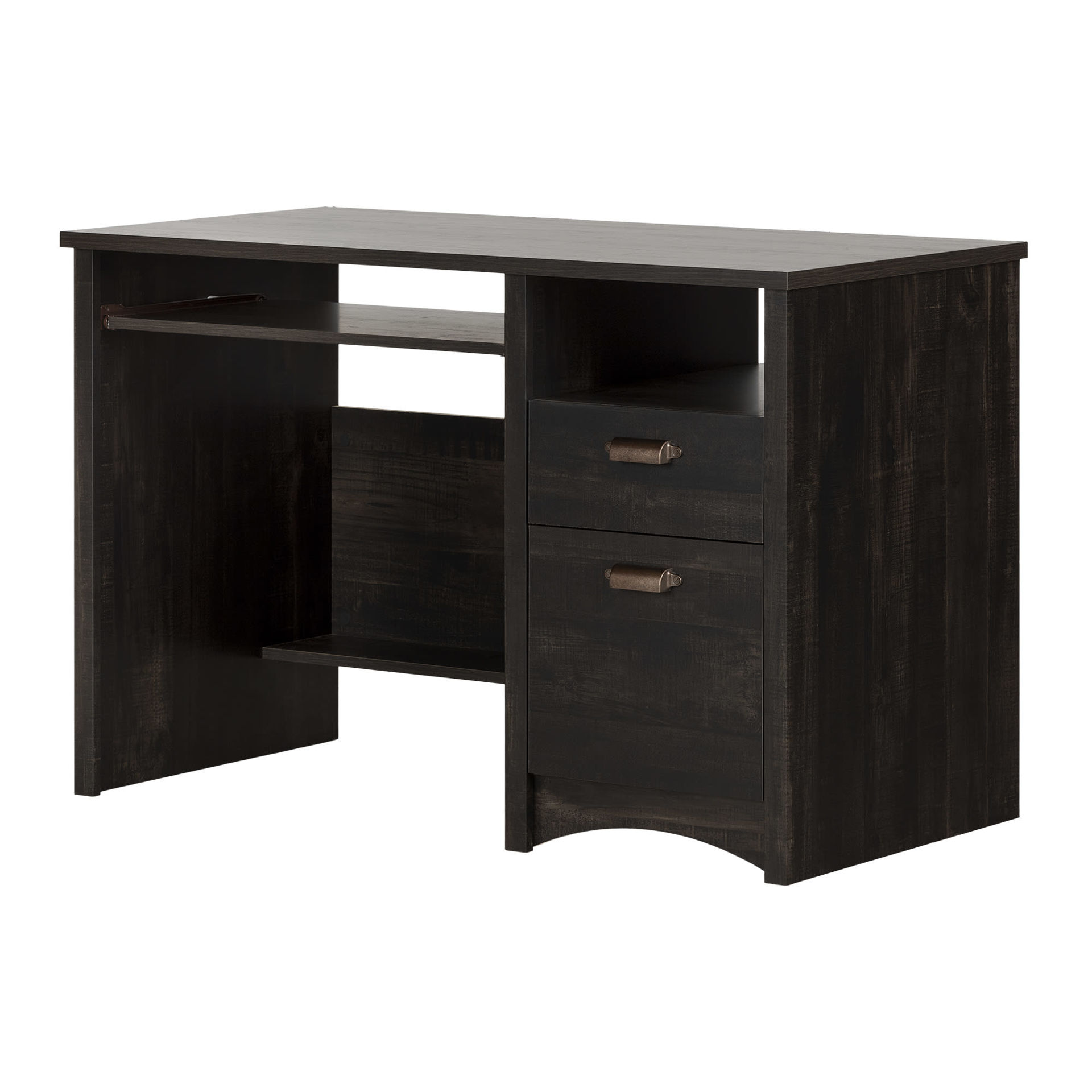 rubbed black desk