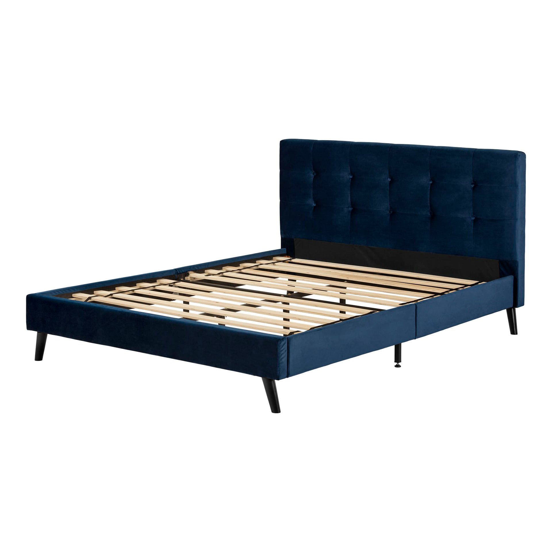 Navy upholstered 2024 platform bed