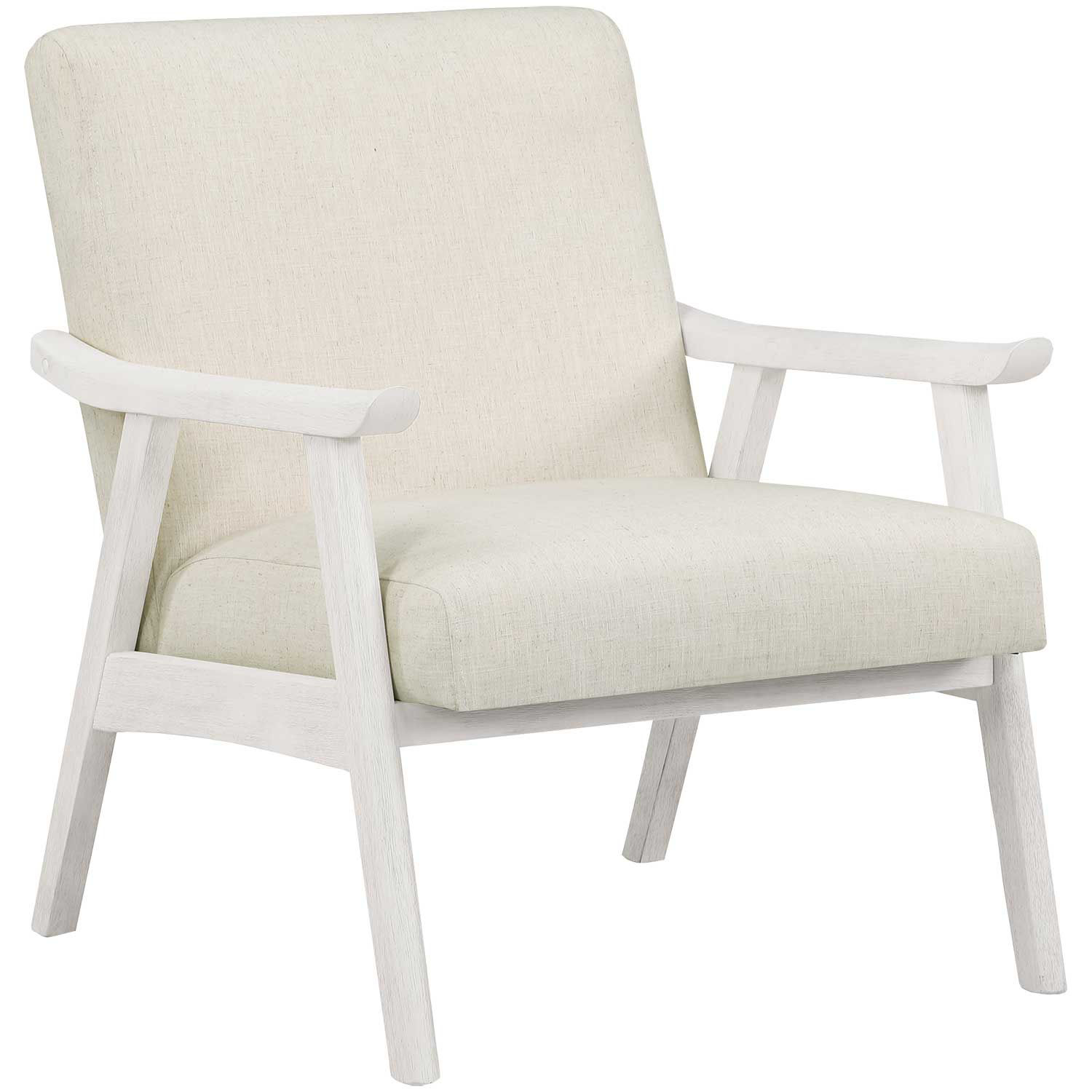 white linen accent chair