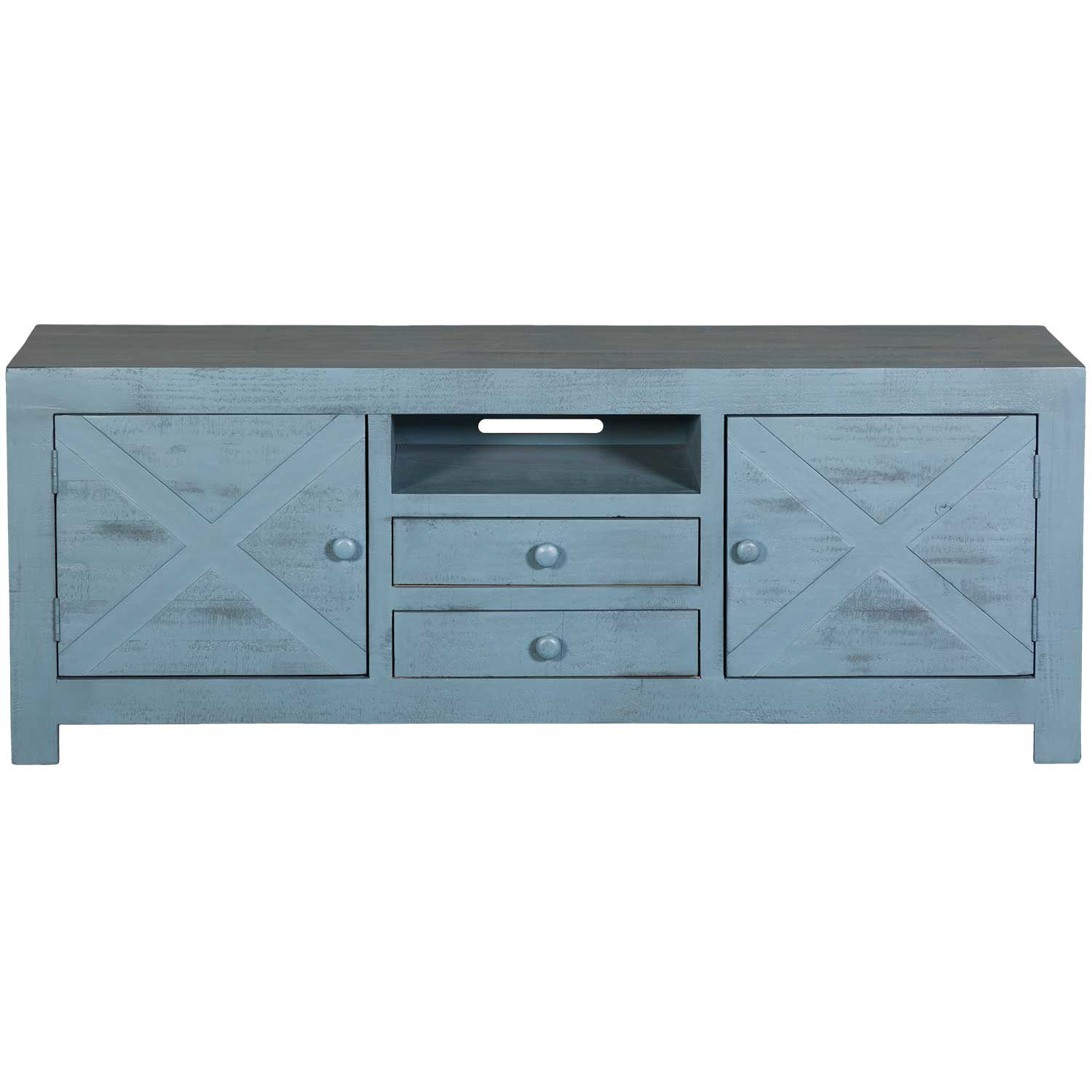 blue tv console table