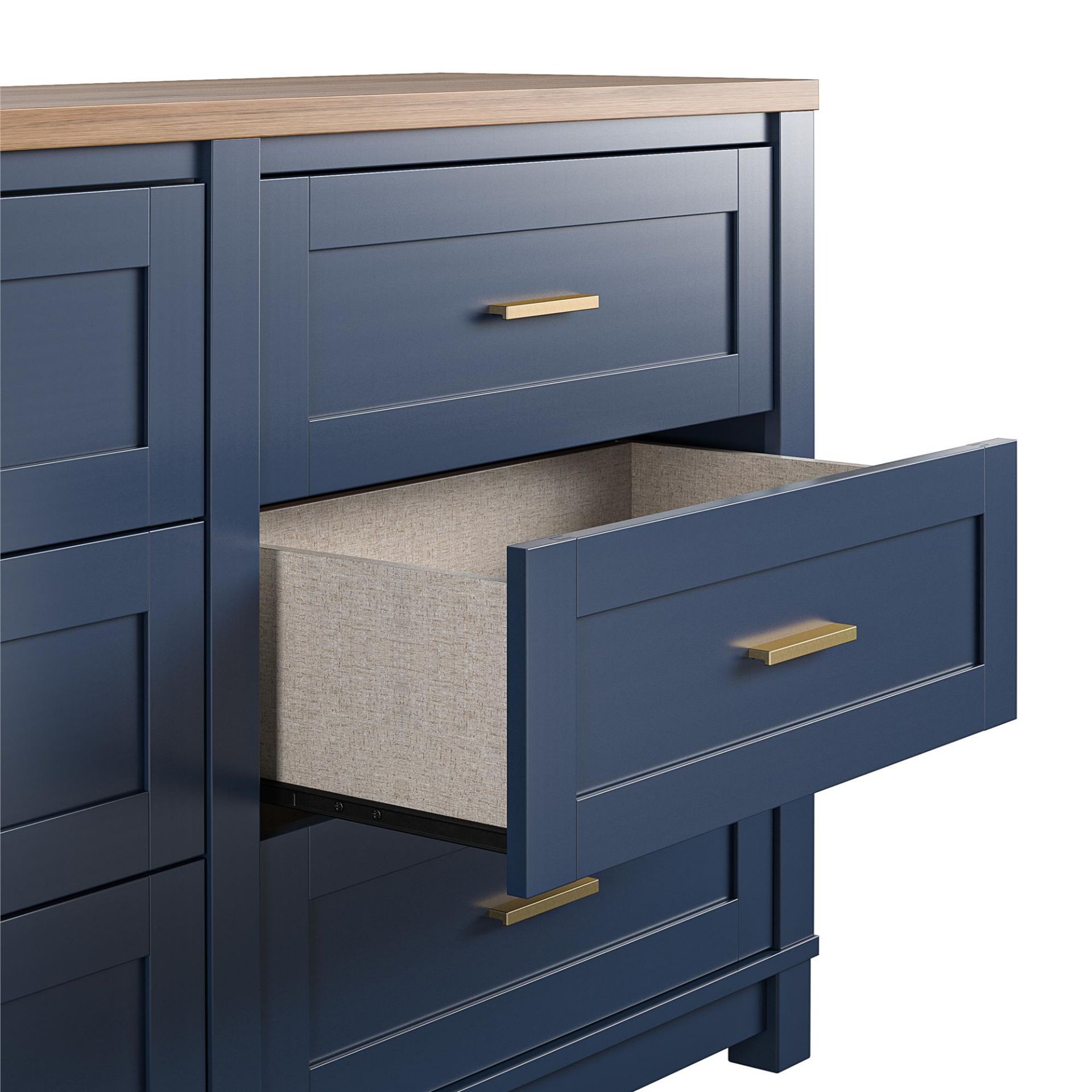 5987837 Armada 6 Drawer Wide Dresser Navy with Walnut top AFW