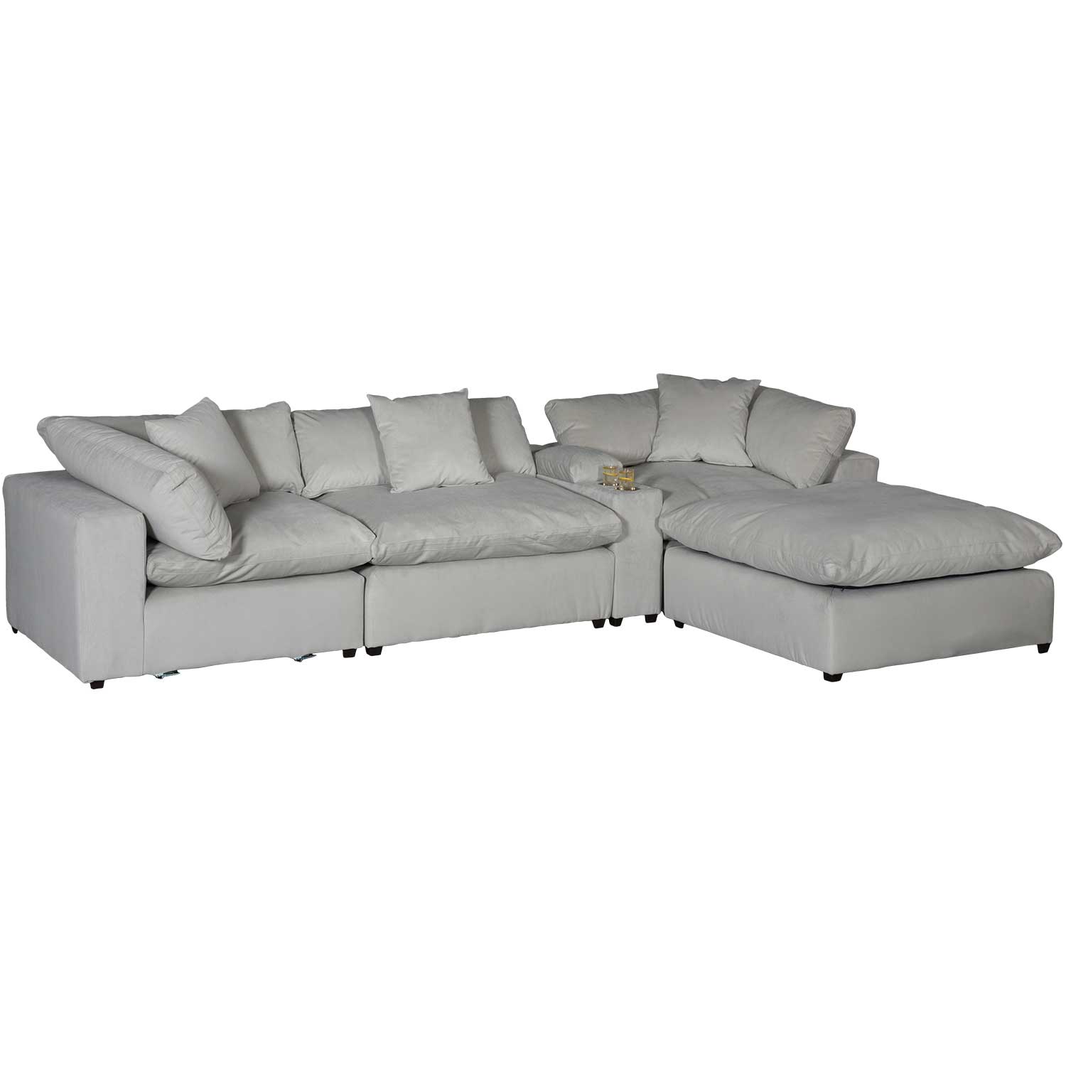 Posh Dove 5 Piece Sectional with Ottoman and Stora