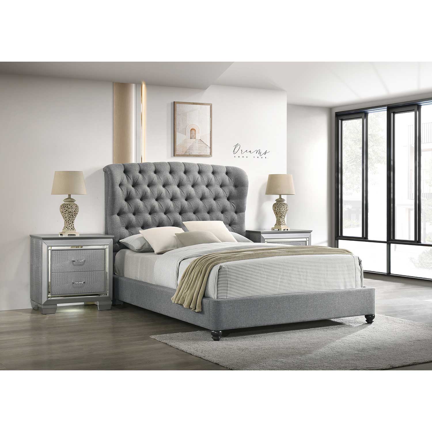 Charmax USA Beds B8026 Queen Upholstered Bed (Queen) from R