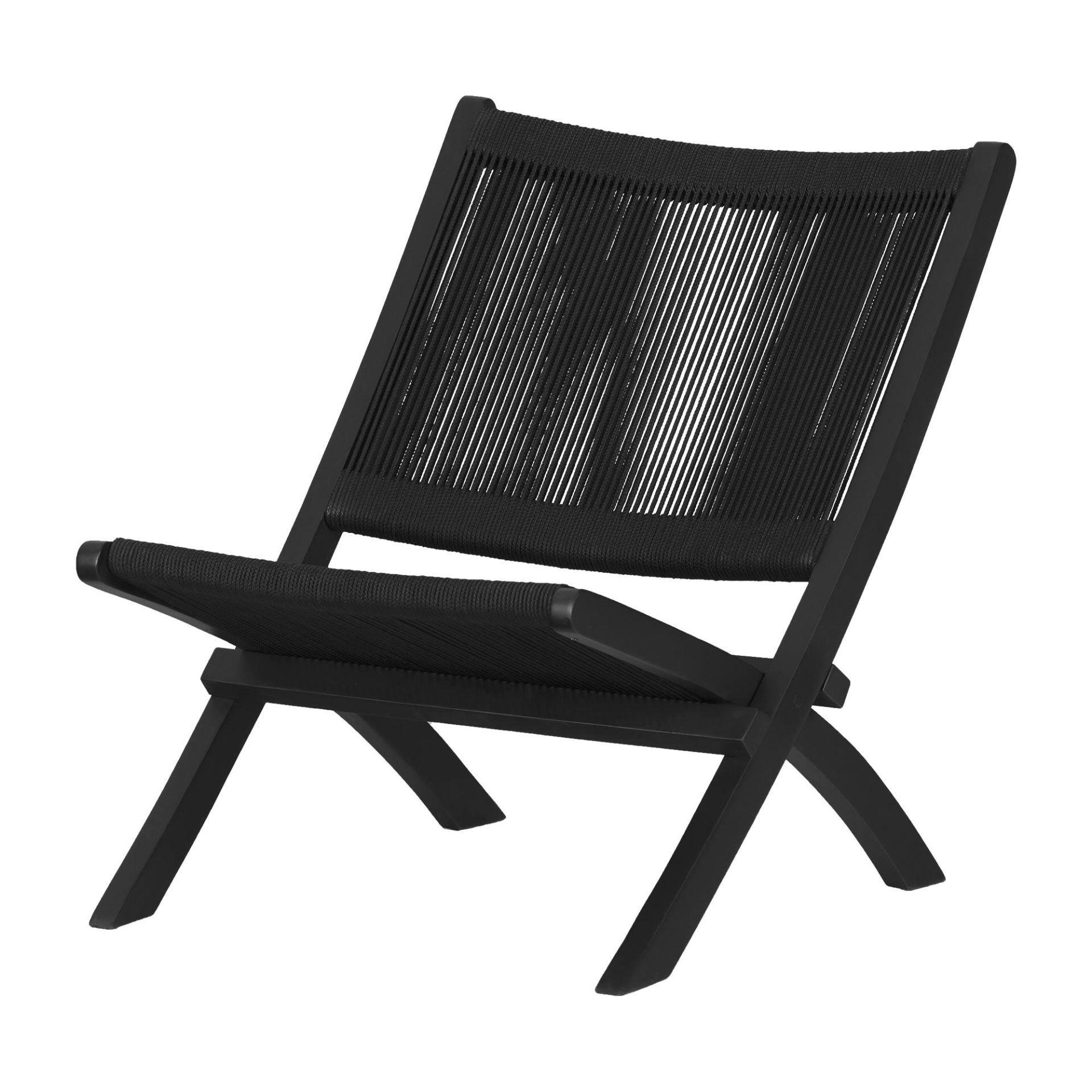 15179 Agave Wood and Rope Lounge Chair Black D AFW