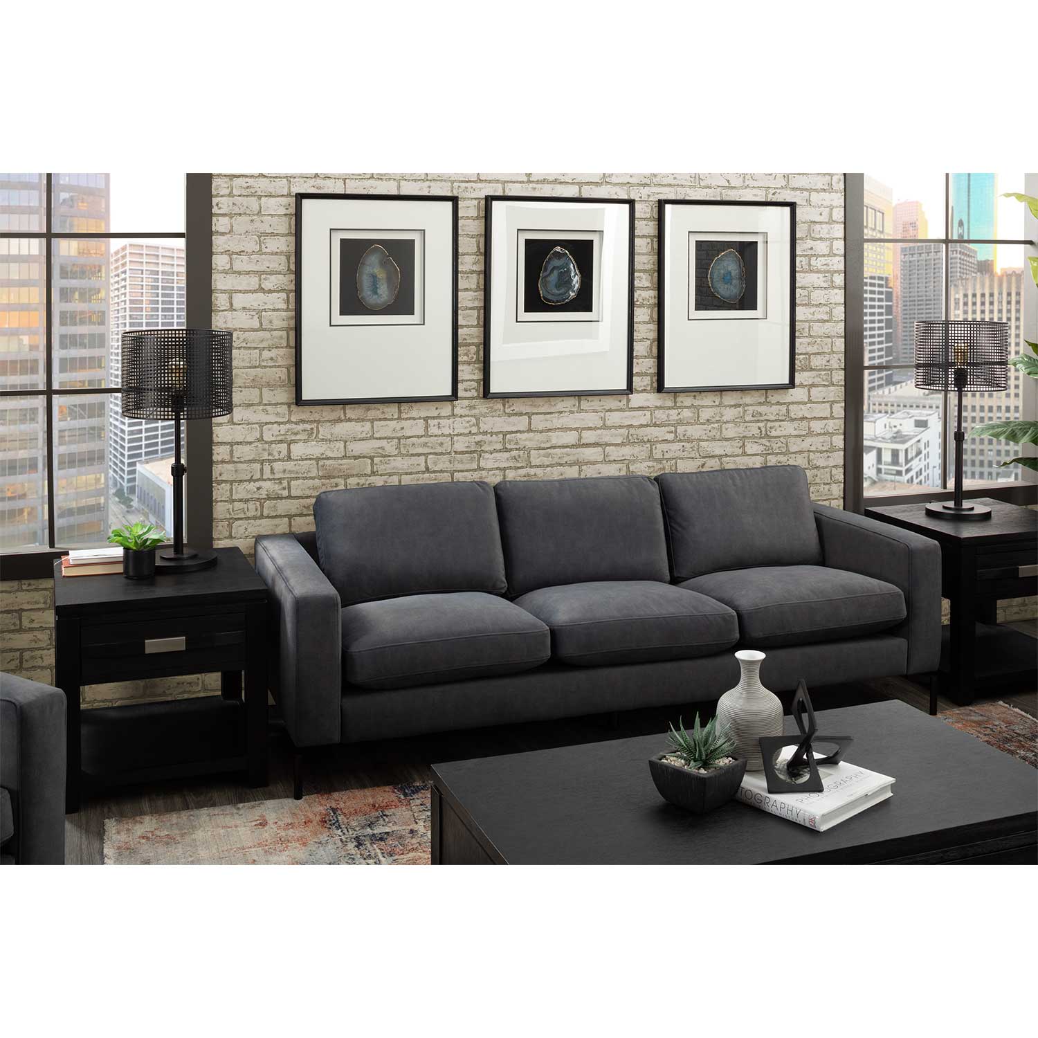 Dana modern deals grey fabric sofa