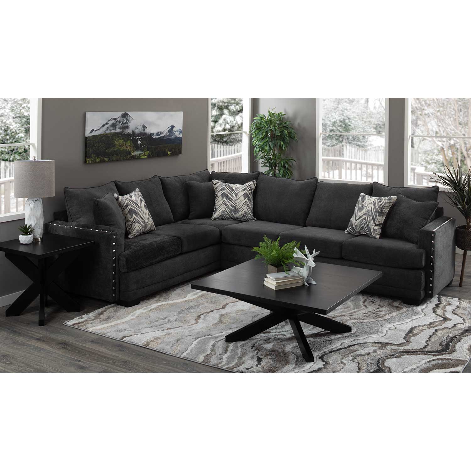 Affordable Furniture Stonewash Charcoal Sectional